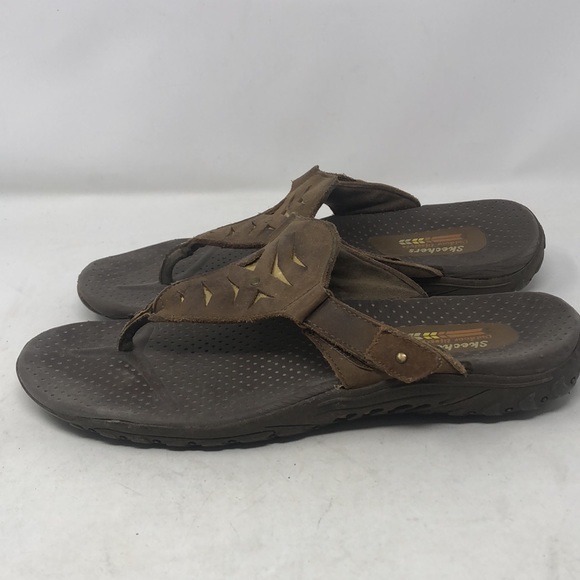 Skechers Raggae Sunshine Leather Flip Flop Sandals - Picture 6 of 11